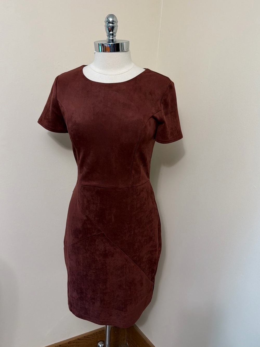 Rust Colored Faux Suede Body Con Dress S-M